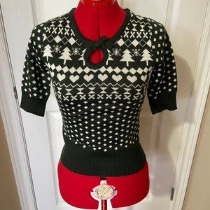 Vintage Repro  Hell Bunny long sleeve forest green holiday sweater size XS